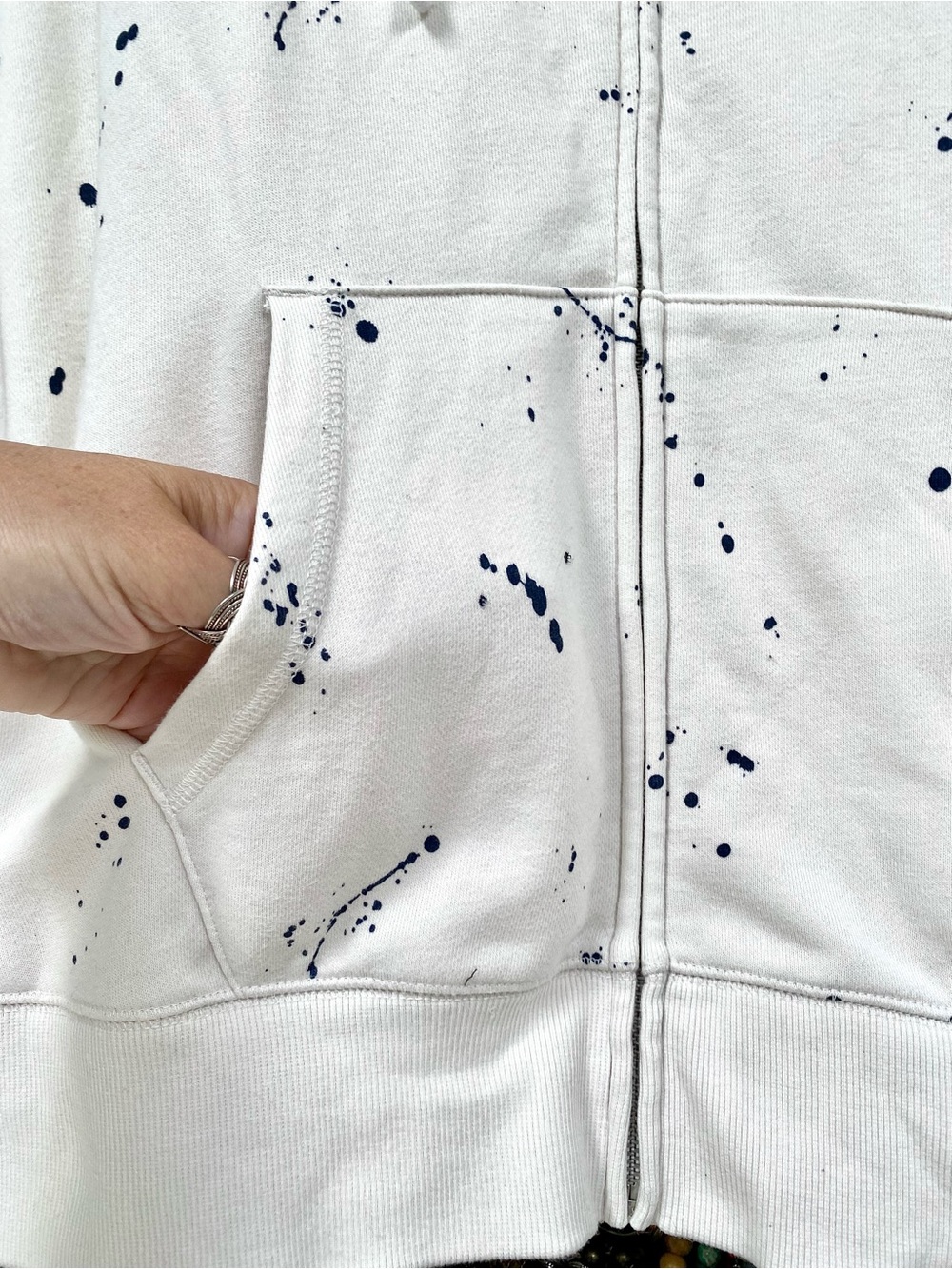 ROOTS Artisan paint splatter full zip kanga hoody cottagecore cabin vacay vibe - Picture 9 of 16